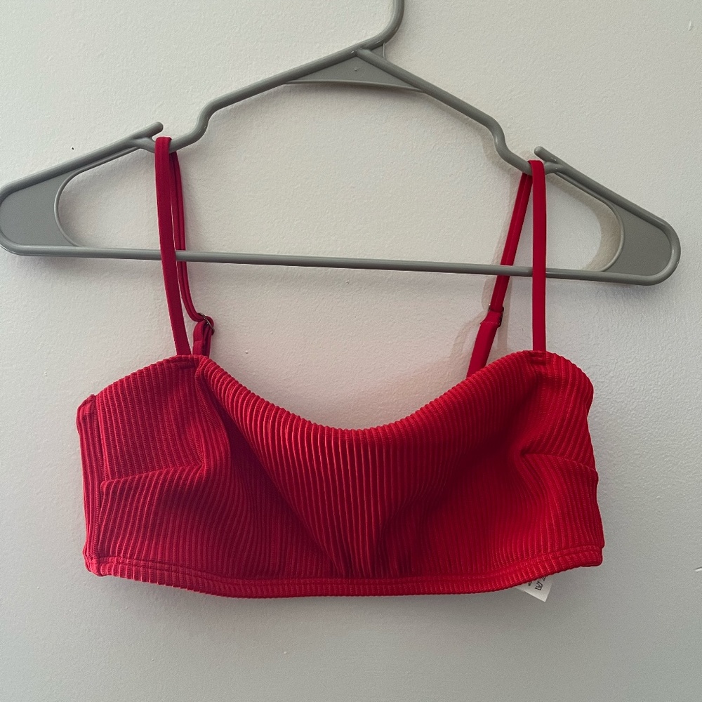 red bandeau bikini top w removable straps
